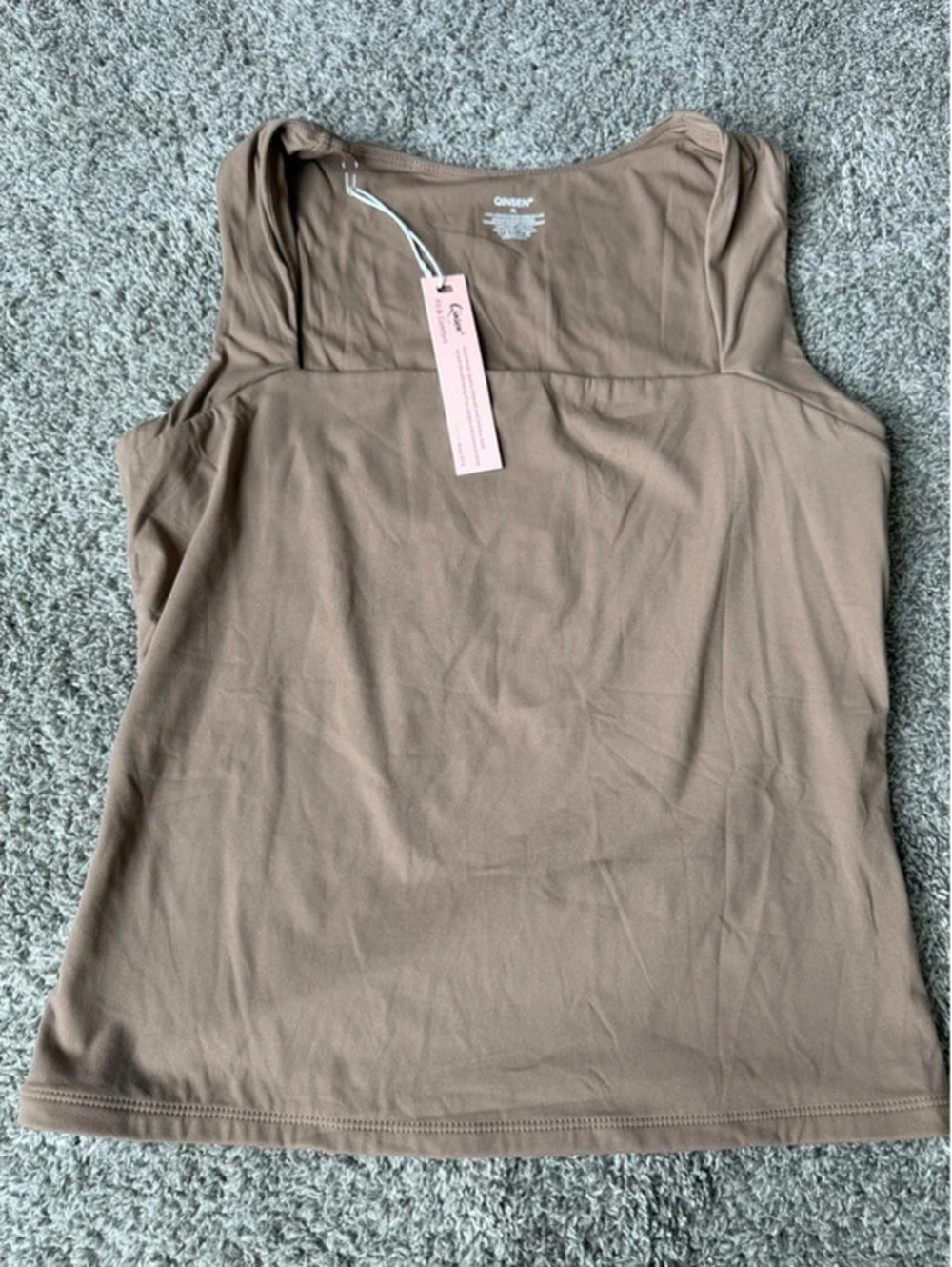 Qinsen Brown Tank Top Size XL NWT Ribbed Stretch Sleeveless Top